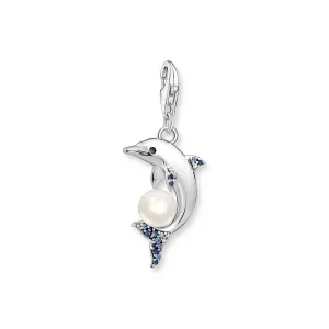 Thomas Sabo Damen Charms Schmuck Anhänger Delfin mit Perle Silber