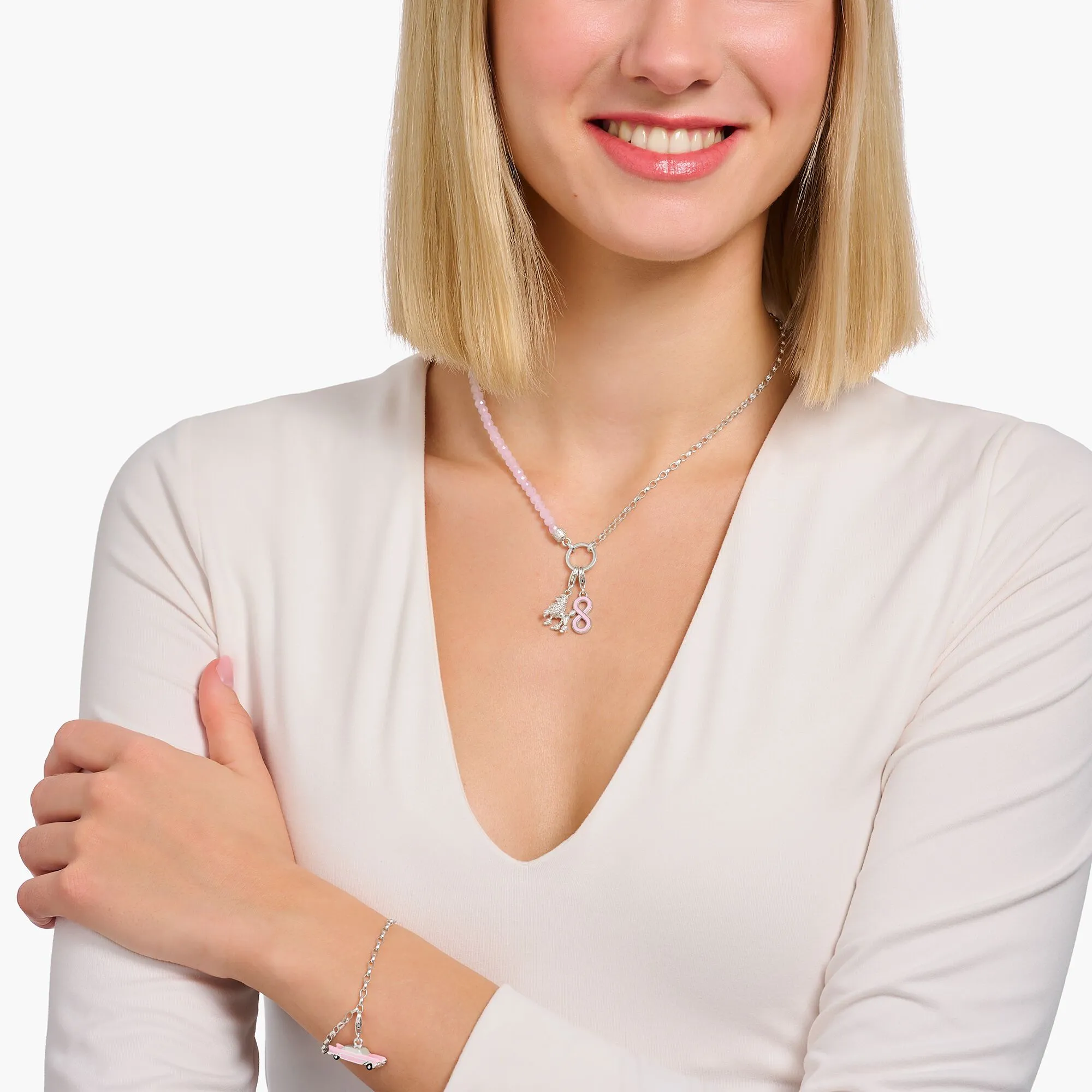 Thomas Sabo Damen Charms Schmuck Anhänger Unendlichkeit Pink