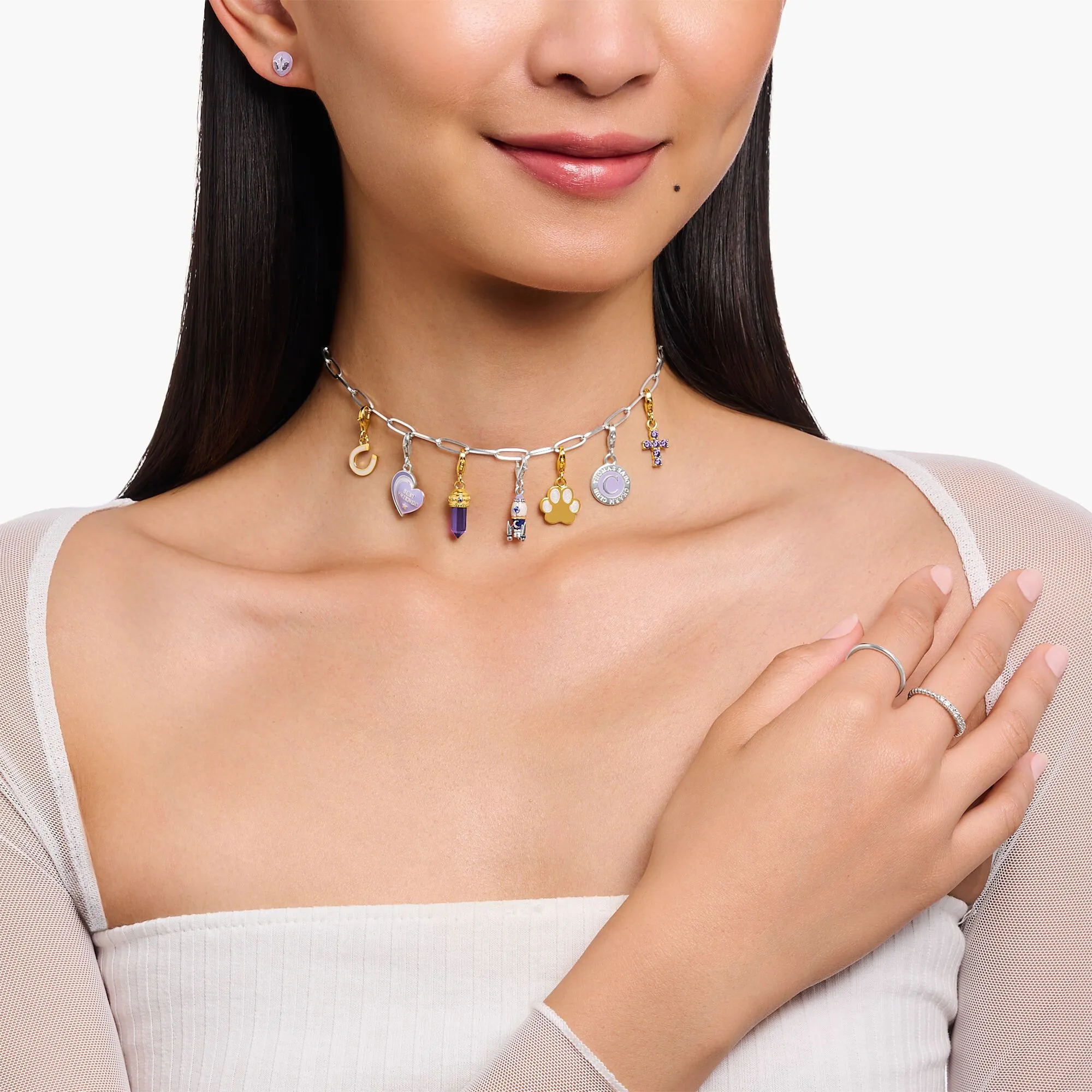 Thomas Sabo Damen Charms Schmuck Anhänger Rakete mit bunten Steinen