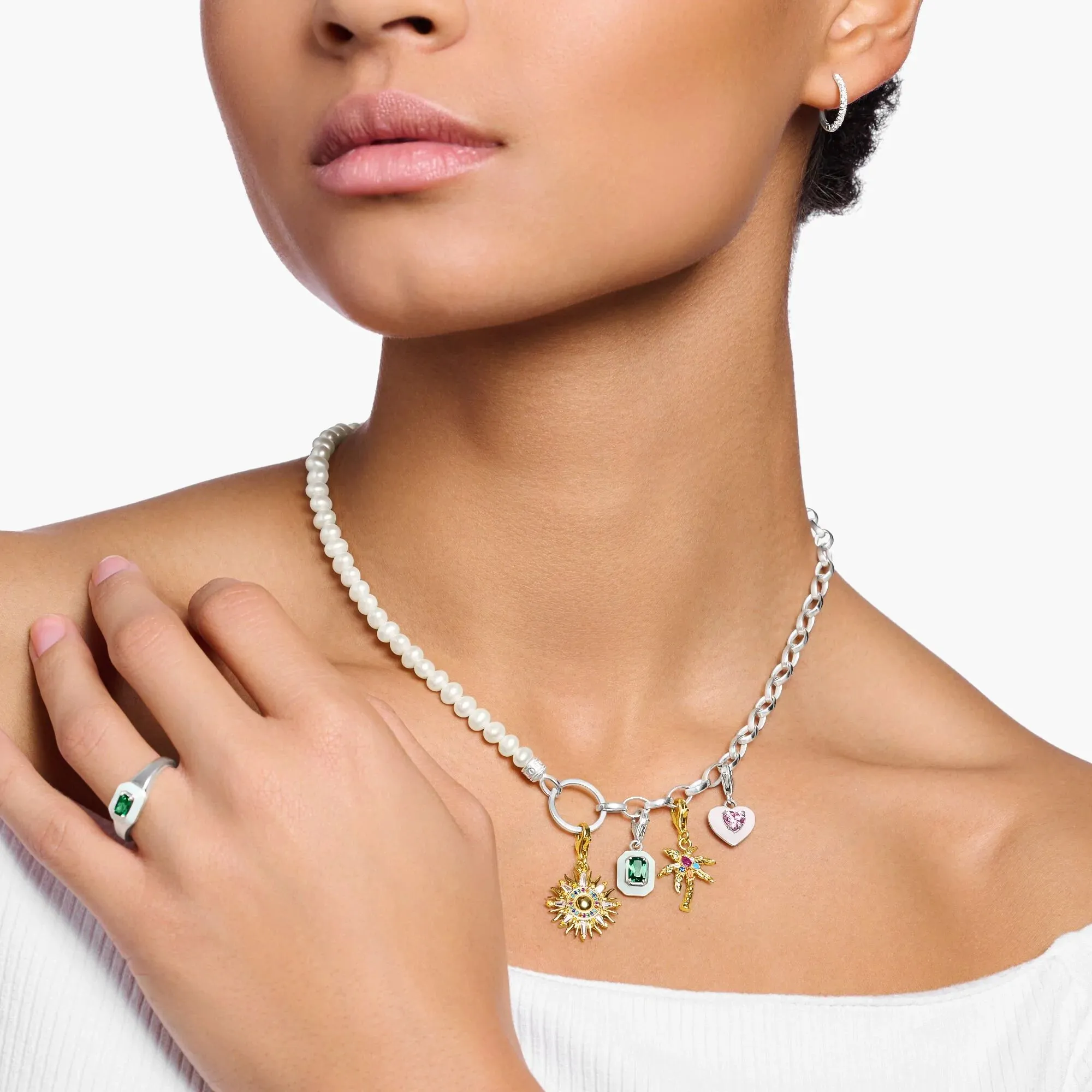 Thomas Sabo Damen Charms Schmuck Charm Anhänger Sonne Gold Mehrfarbige Steine