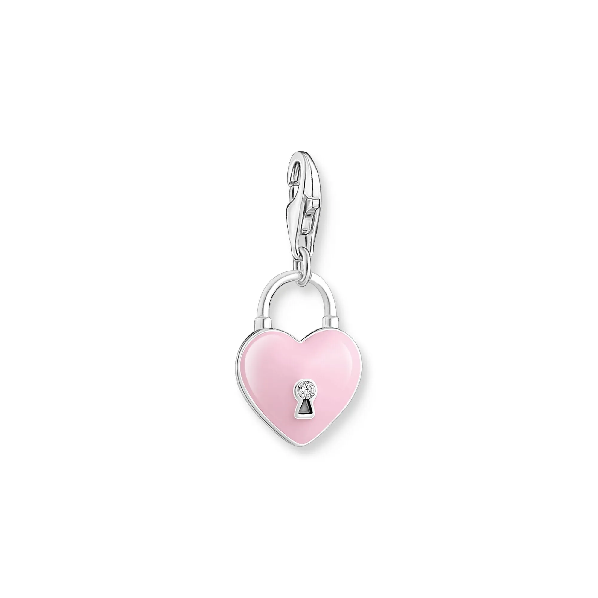 Thomas Sabo Damen Charms Schmuck Rosa Herz Vorhängeschloss Anhänger Silber