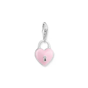 Thomas Sabo Damen Charms Schmuck Rosa Herz Vorhängeschloss Anhänger Silber