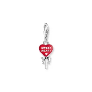 Thomas Sabo Damen Charms Schmuck Rotes Lollipop-Herz Charm Anhänger Silber