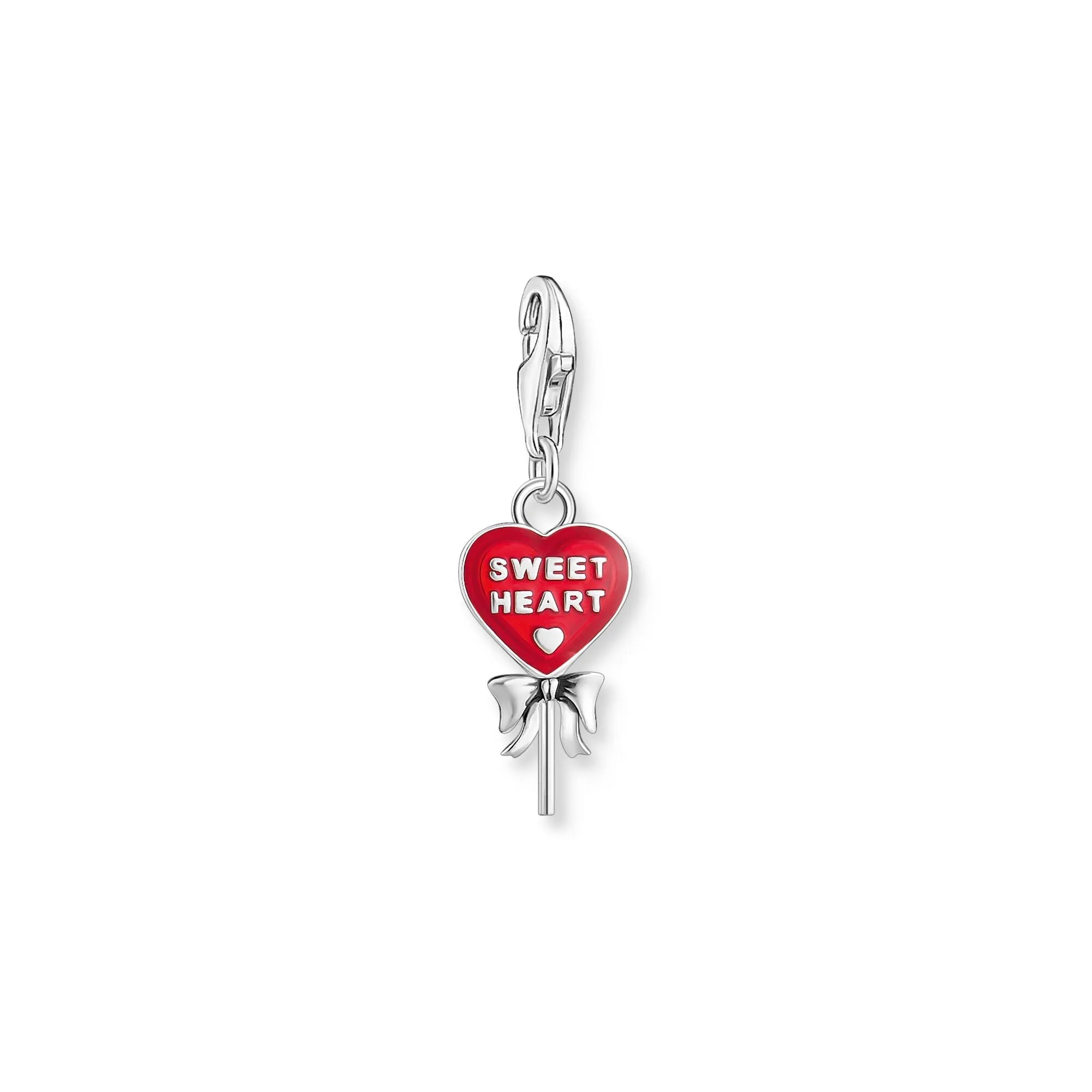 Thomas Sabo Damen Charms Schmuck Rotes Lollipop-Herz Charm Anhänger Silber