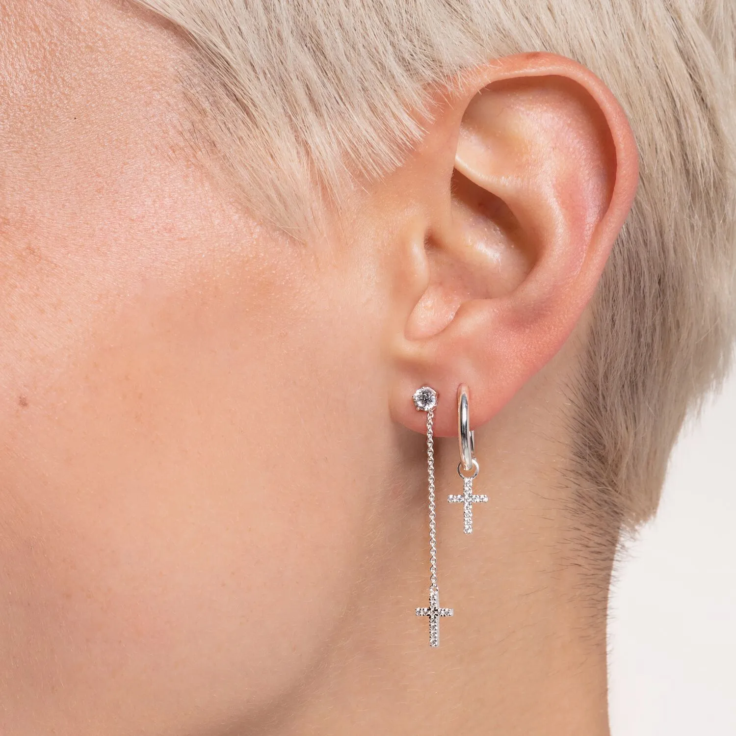 Thomas Sabo Damen Ohrringe Ohrstecker mit weißem Stein (Einzelstück)