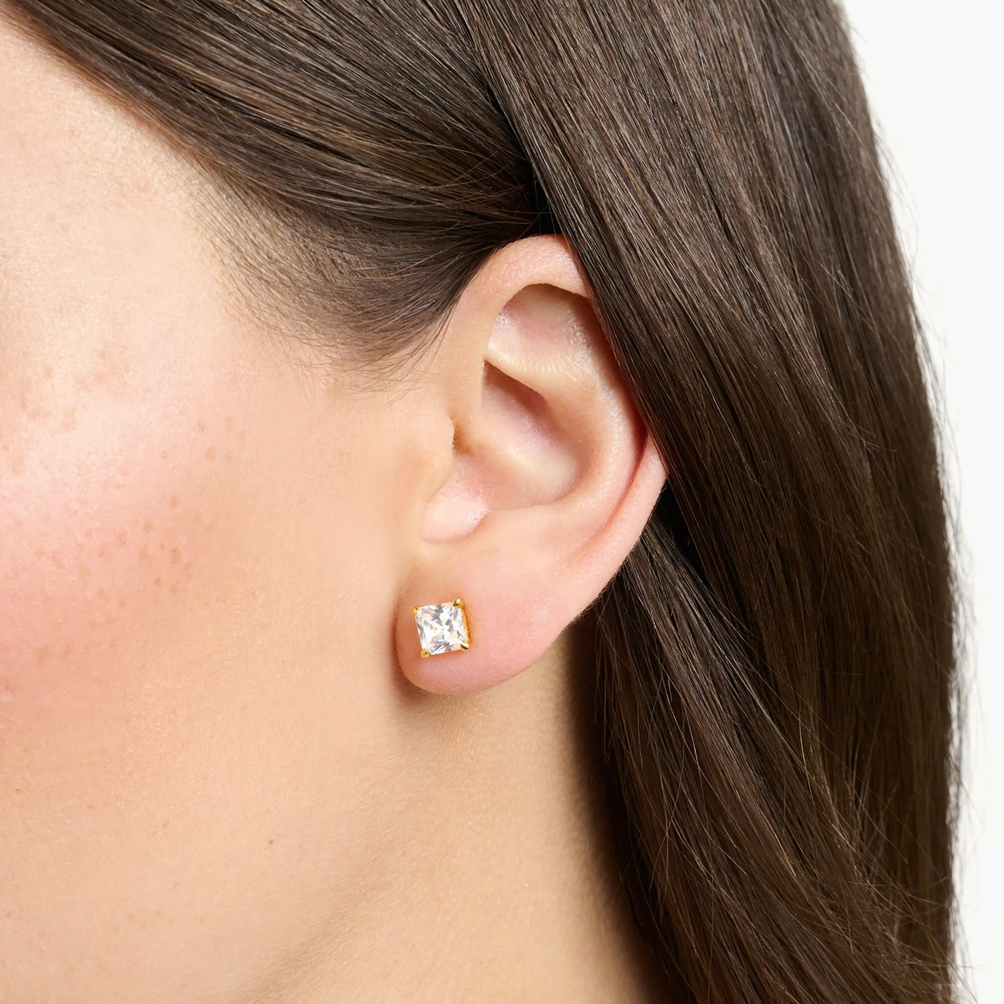 Thomas Sabo Damen Ohrringe Ohrstecker weißer Stein Gold