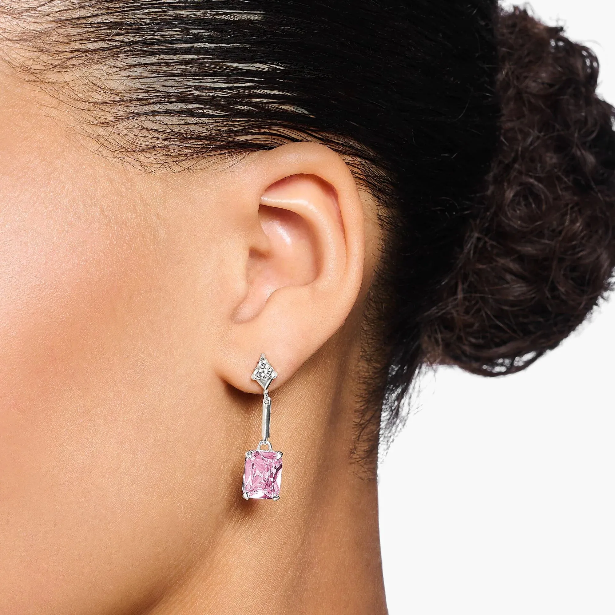 Thomas Sabo Damen Ohrringe Heritage Pink Silber Tropfen Ohrringe