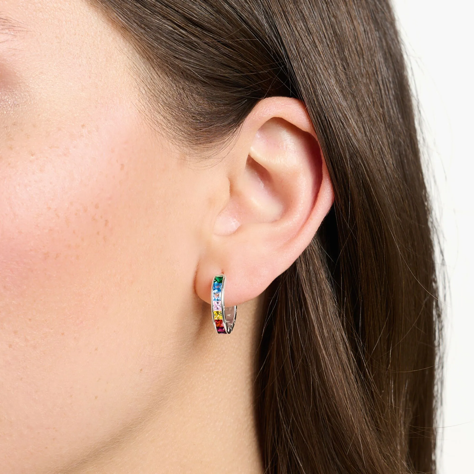 Thomas Sabo Damen Ohrringe Creolen Ohrringe mit farbigen Steinen Pavé Silber