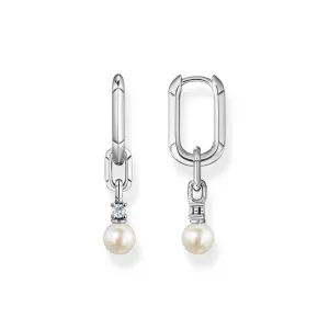 Thomas Sabo Damen Ohrringe Creolen mit Perle Silber