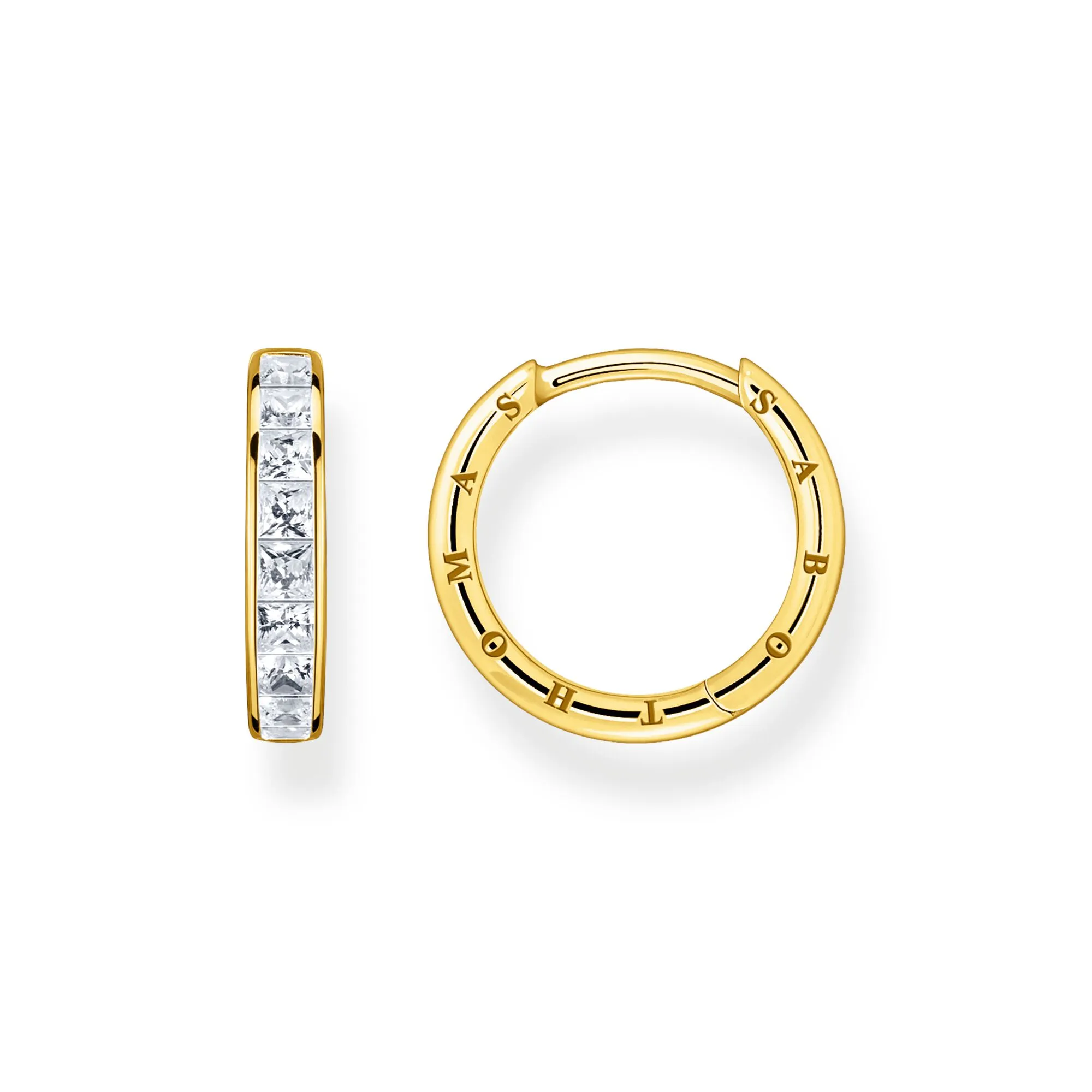 Thomas Sabo Damen Ohrringe Creolen mit weißen Steinen und Gold Pavé