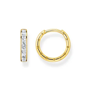 Thomas Sabo Damen Ohrringe Creolen mit weißen Steinen und Gold Pavé