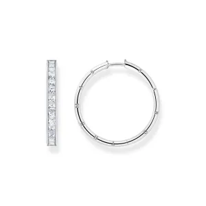 Thomas Sabo Damen Ohrringe Creolen mit weißen Steinen Pavé Silber