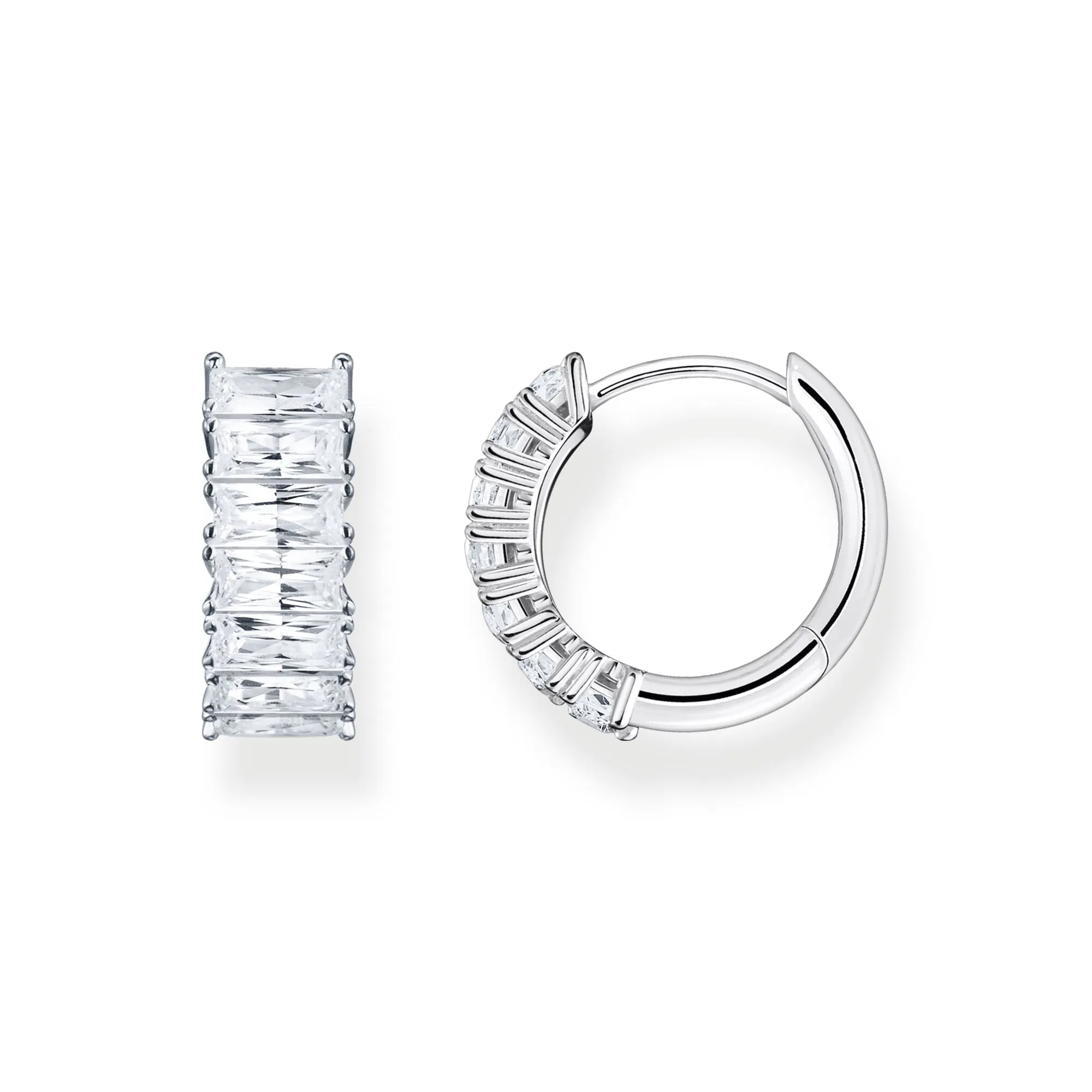 Thomas Sabo Damen Ohrringe Creolen mit weißen Steinen Pavé Silber