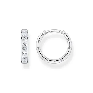 Thomas Sabo Damen Ohrringe Creolen mit weißen Steinen Pavé Silber