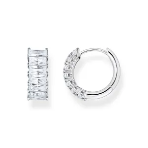Thomas Sabo Damen Ohrringe Creolen mit weißen Steinen Pavé Silber