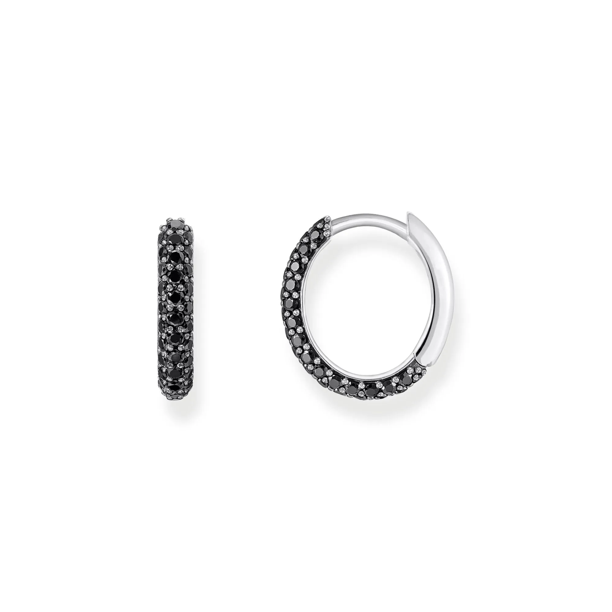 Thomas Sabo Damen Ohrringe Creolen mit schwarzen Zirkonia im Pavé-Design
