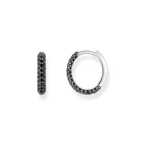 Thomas Sabo Damen Ohrringe Creolen mit schwarzen Zirkonia im Pavé-Design