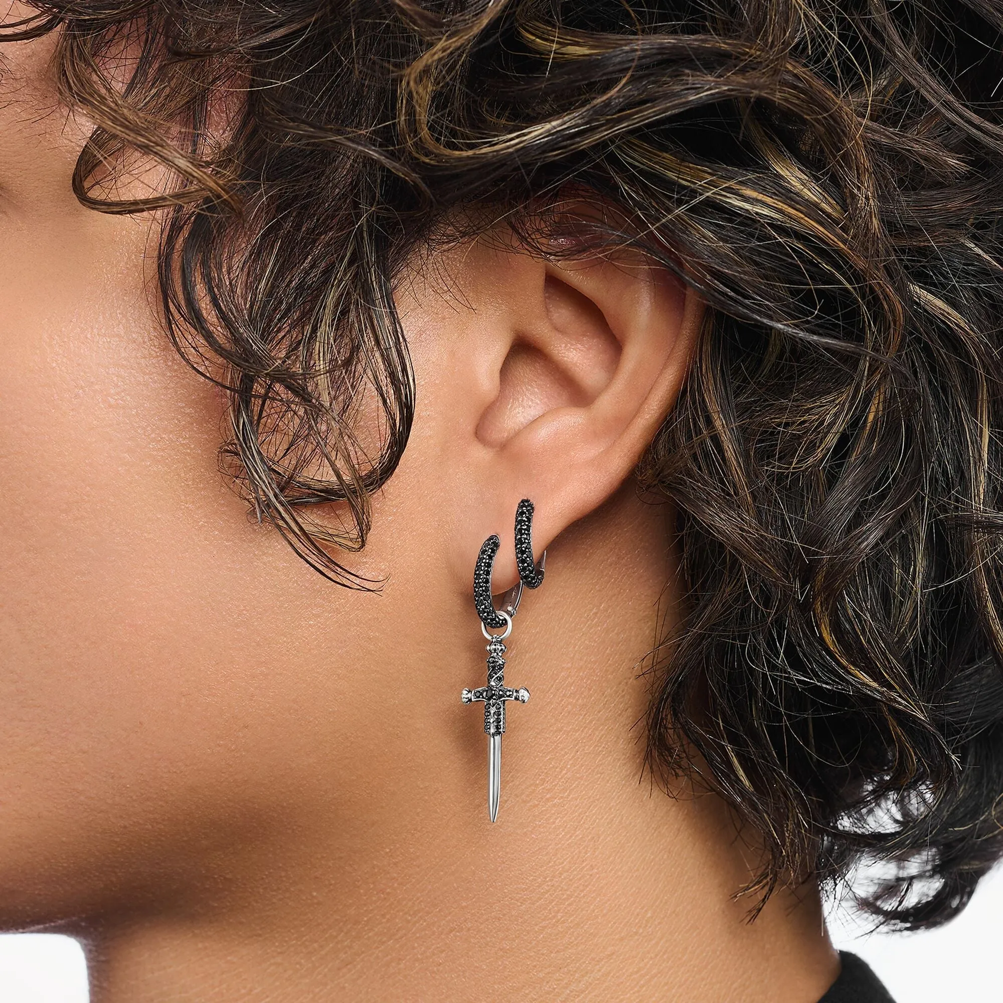 Thomas Sabo Damen Ohrringe Creolen mit schwarzen Zirkonia im Pavé-Design