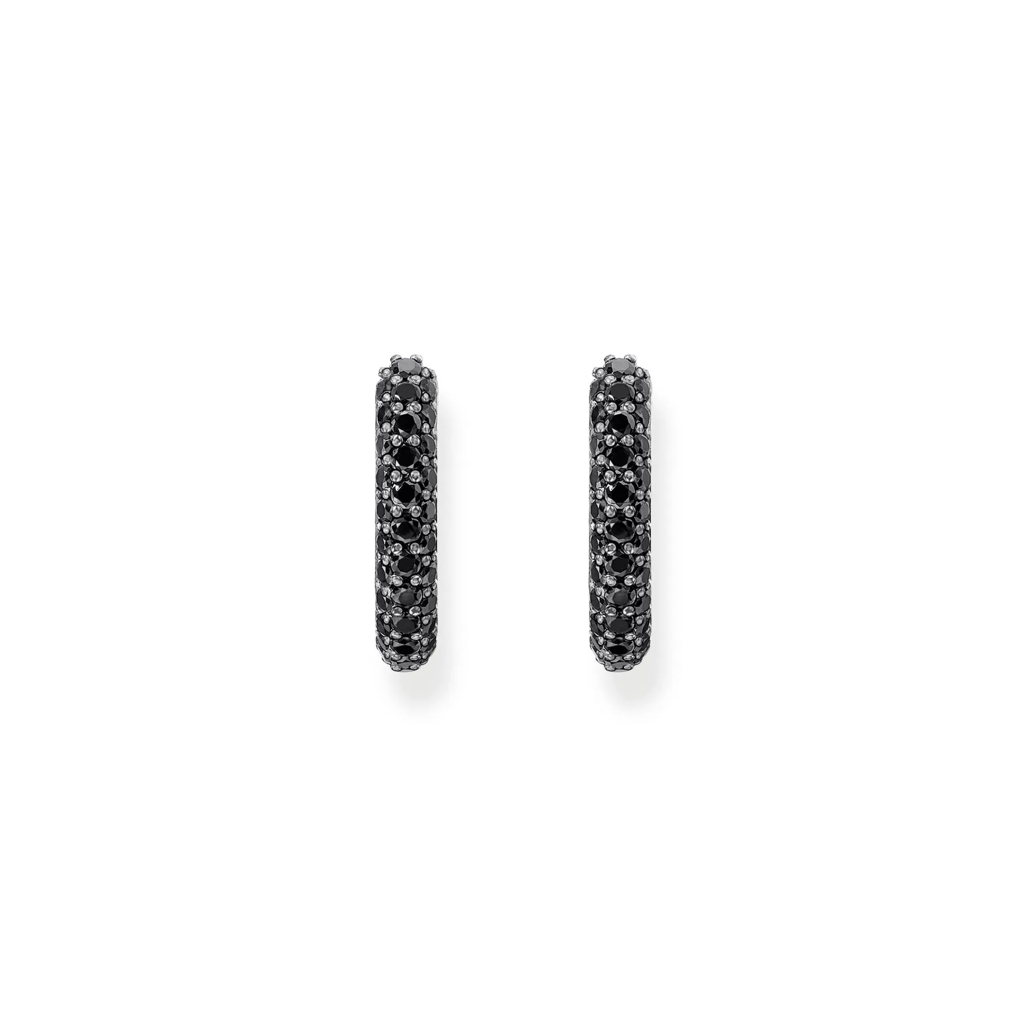 Thomas Sabo Damen Ohrringe Creolen mit schwarzen Zirkonia im Pavé-Design