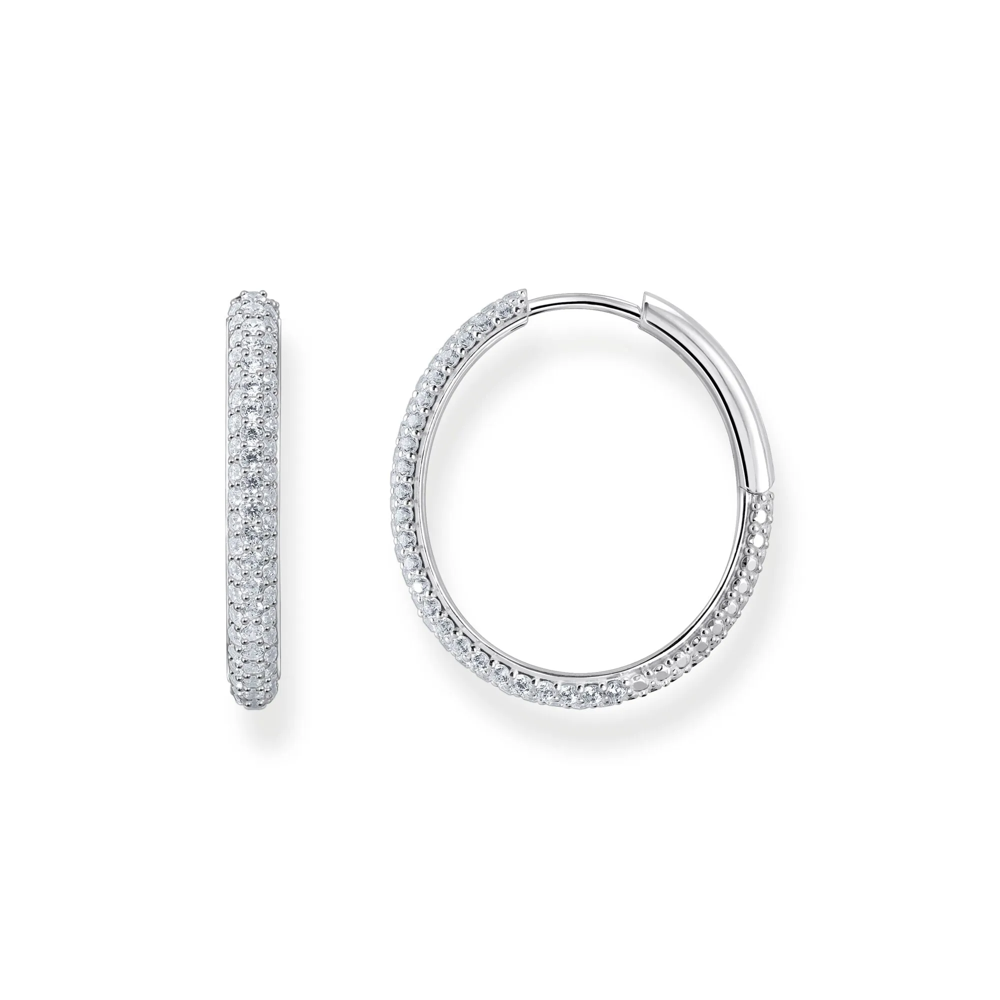 Thomas Sabo Damen Ohrringe Große dünne Creolen mit weißem Zirkonia