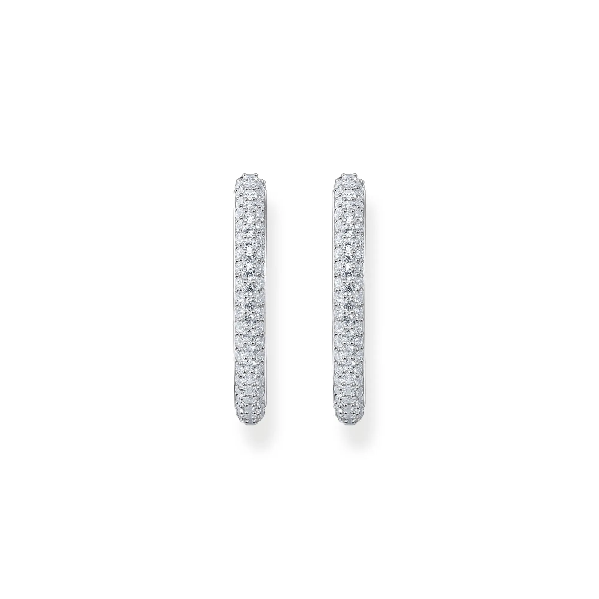 Thomas Sabo Damen Ohrringe Große dünne Creolen mit weißem Zirkonia