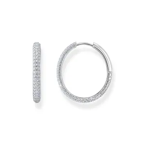 Thomas Sabo Damen Ohrringe Große dünne Creolen mit weißem Zirkonia