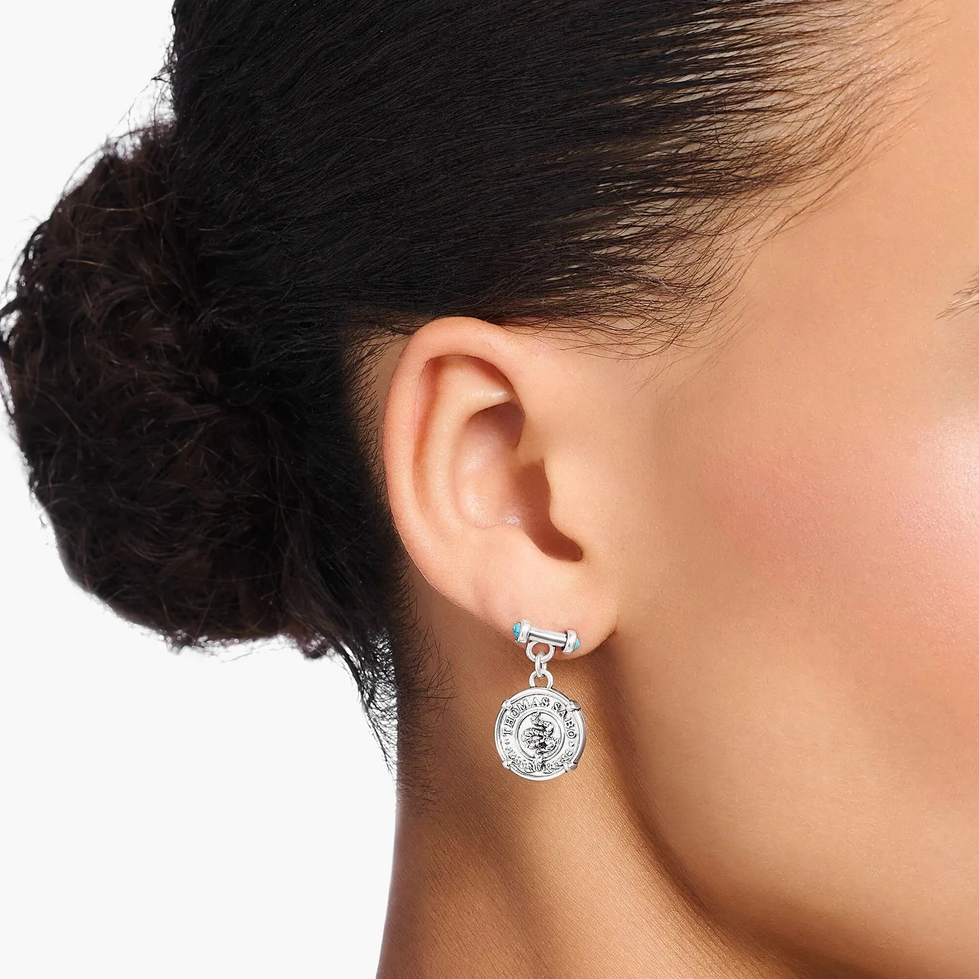 Thomas Sabo Damen Ohrringe Silber und Türkis Schlangenmünzen Ohrringe