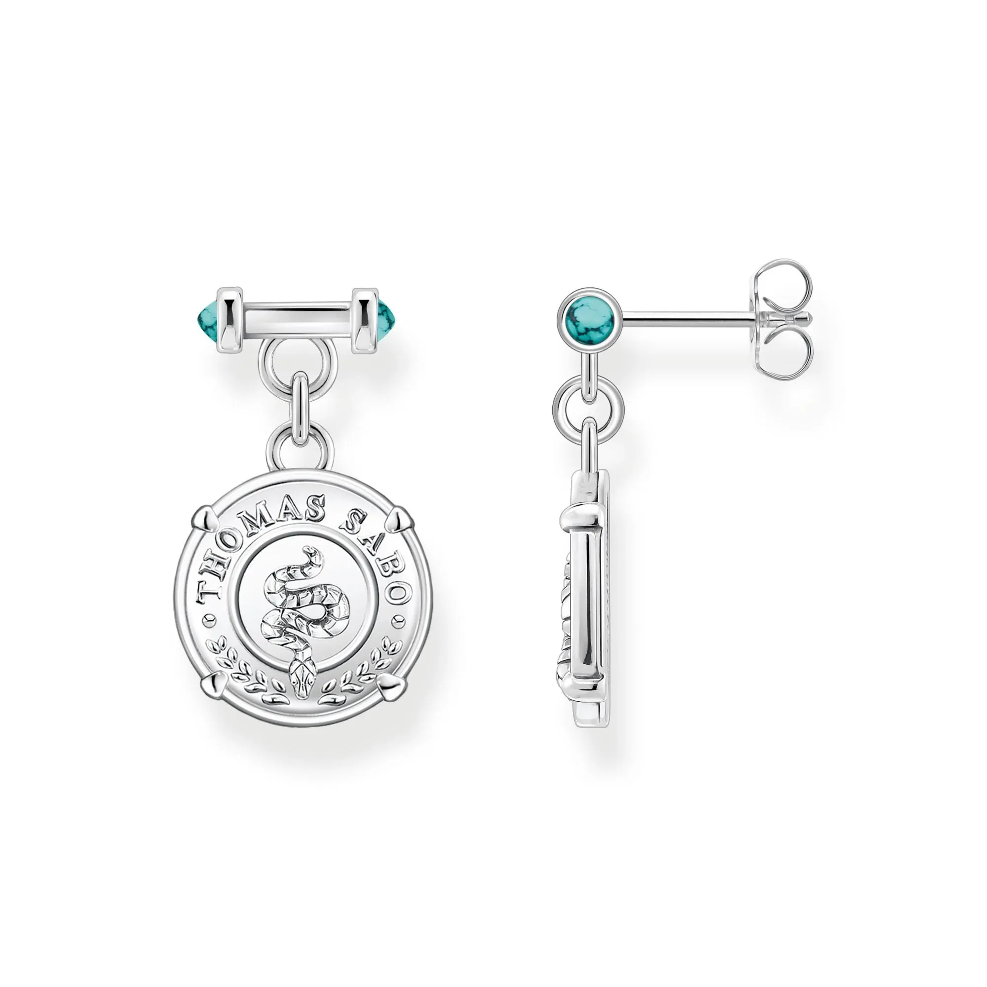 Thomas Sabo Damen Ohrringe Silber und Türkis Schlangenmünzen Ohrringe