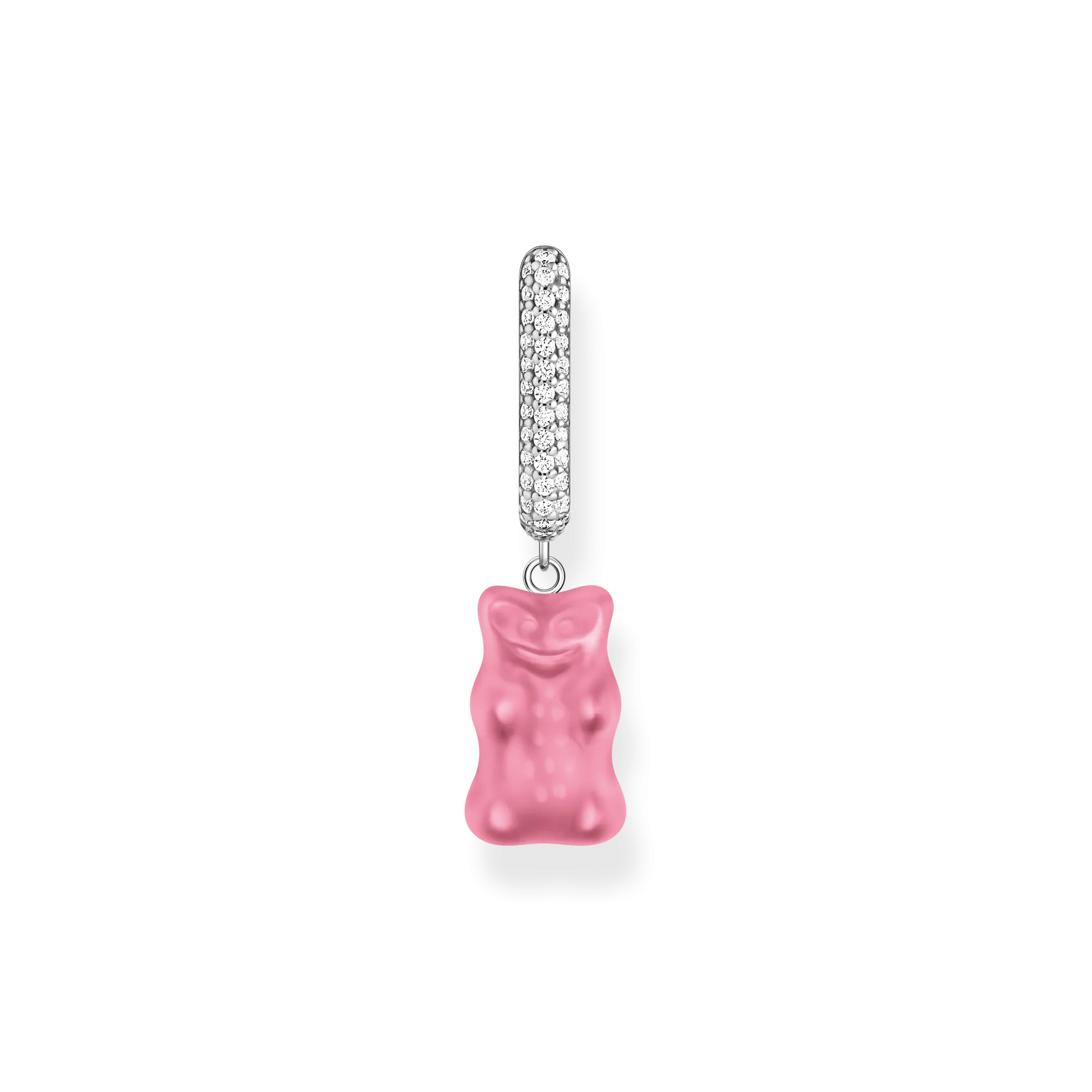 Thomas Sabo Damen Ohrringe Einzelner Ohrring mittelgroß mit rosa Goldbär