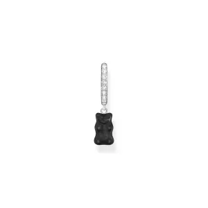 Thomas Sabo Damen Ohrringe Einzelner Ohrring mit schwarzem Goldbär-Anhänger & Zirkonia