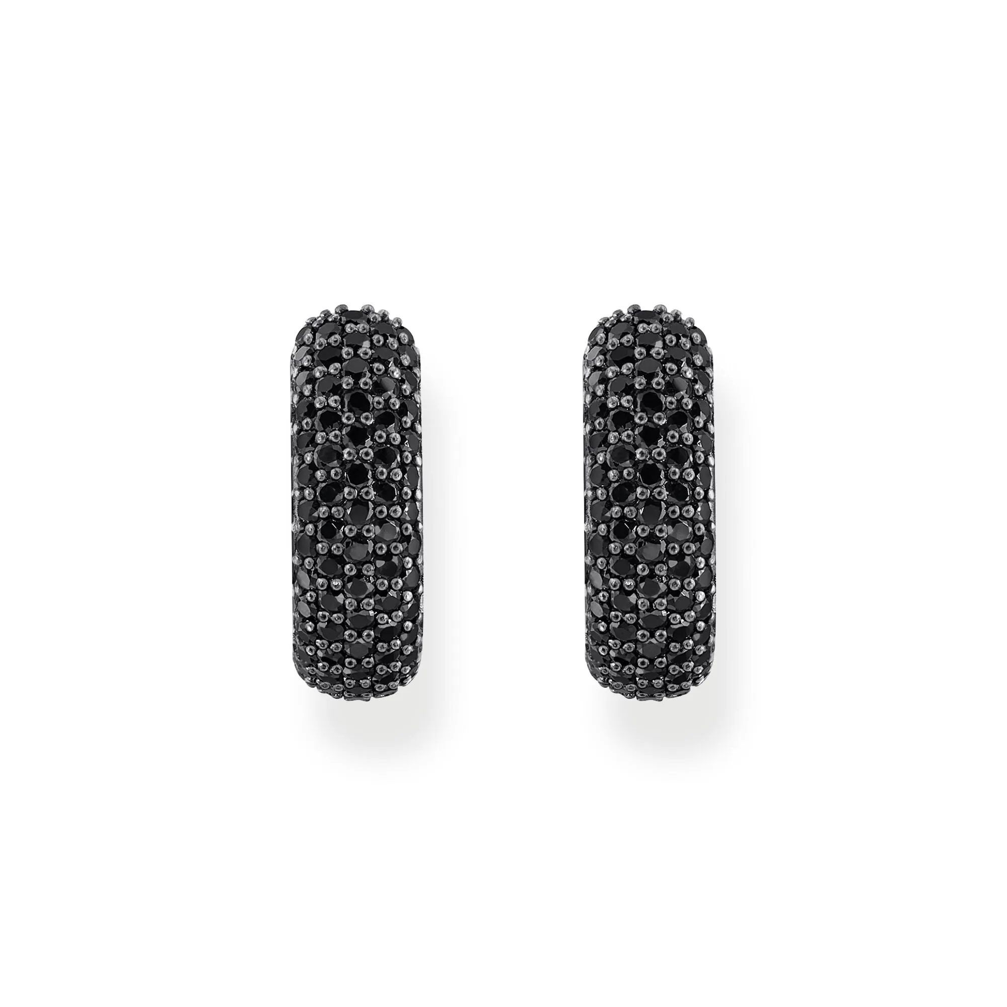 Thomas Sabo Damen Ohrringe Kleine, breite Creolen mit schwarzen Zirkonia