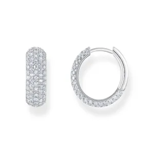 Thomas Sabo Damen Ohrringe Kleine, breite Creolen mit weißem Zirkonia