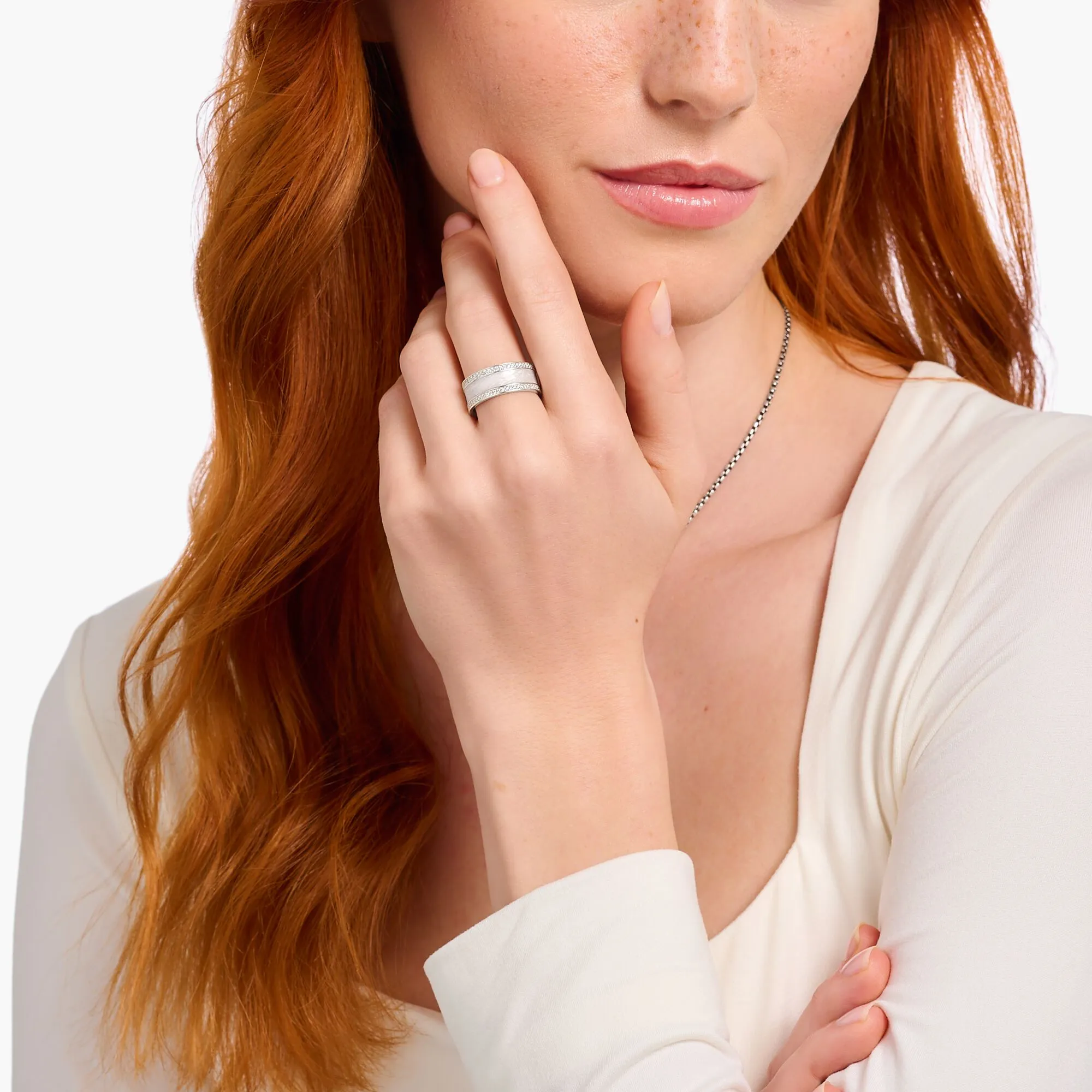 Thomas Sabo Damenringe Bandring mit Kaltemaille und Steinen