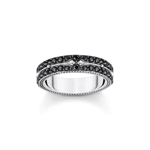 Thomas Sabo Damenringe Verzierter Bandring mit schwarzen Zirkonia