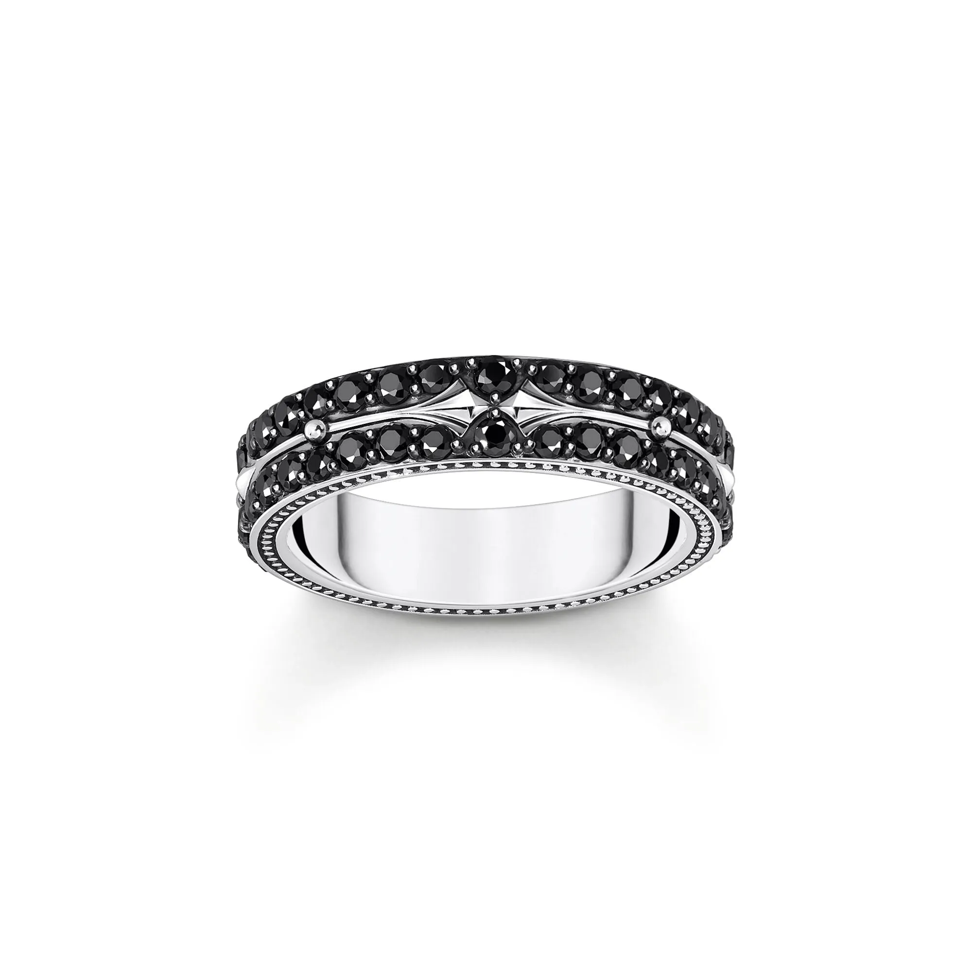 Thomas Sabo Damenringe Verzierter Bandring mit schwarzen Zirkonia