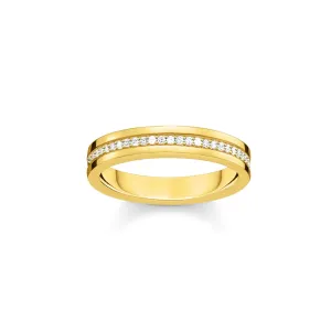 Thomas Sabo Damenringe Goldener Bandring mit weißem Zirkonia