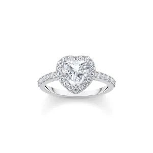 Thomas Sabo Damenringe Halo-Ring mit weißem, herzförmigem Zirkonia