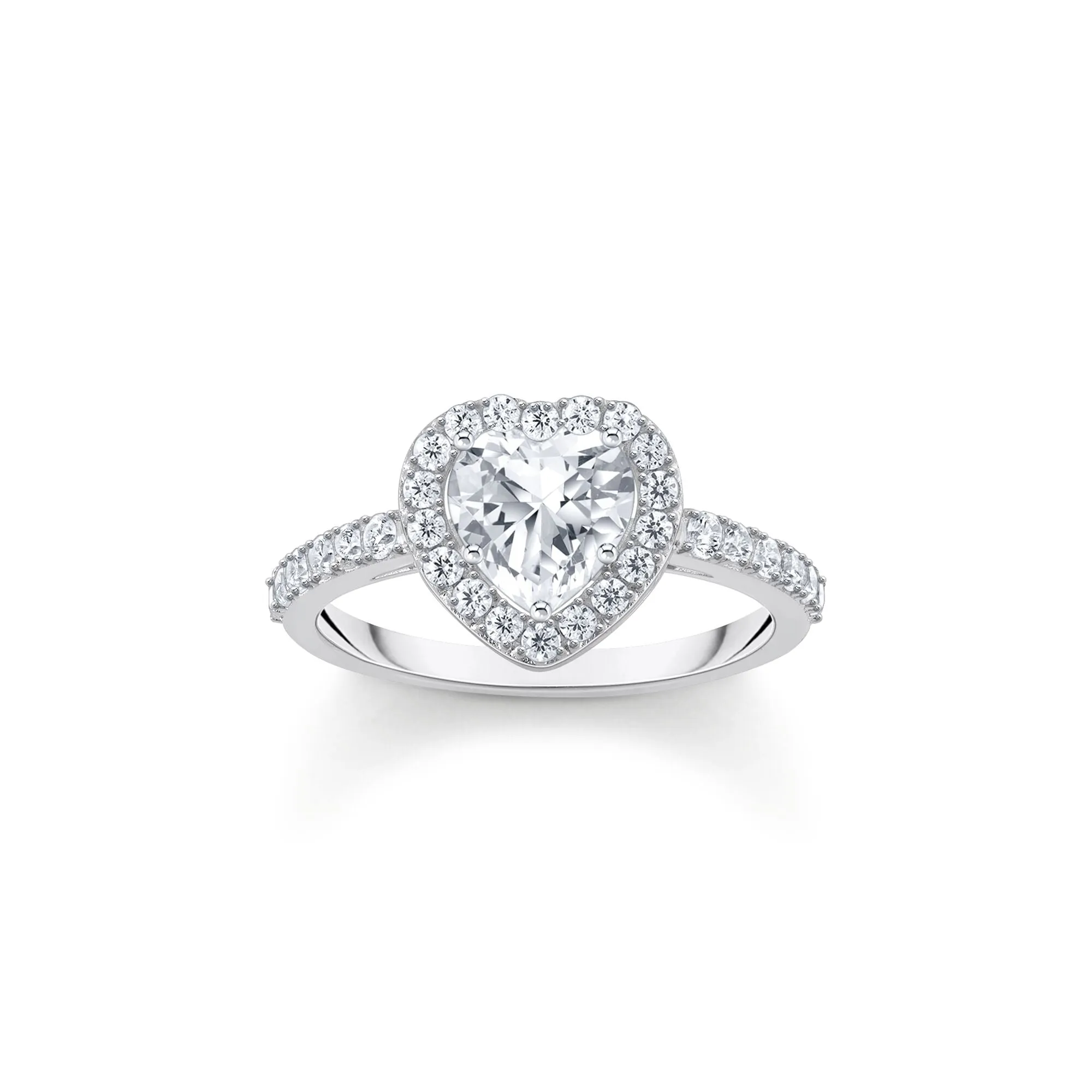 Thomas Sabo Damenringe Halo-Ring mit weißem, herzförmigem Zirkonia