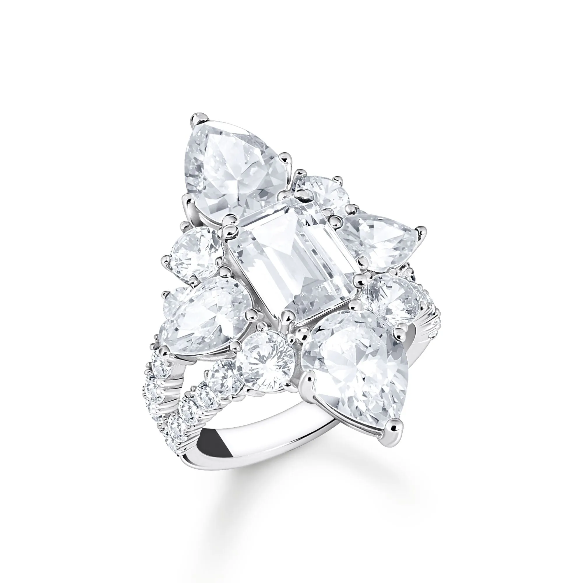 Thomas Sabo Damenringe Heritage Glam Cocktailring mit weißen Zirkonia-Steinen