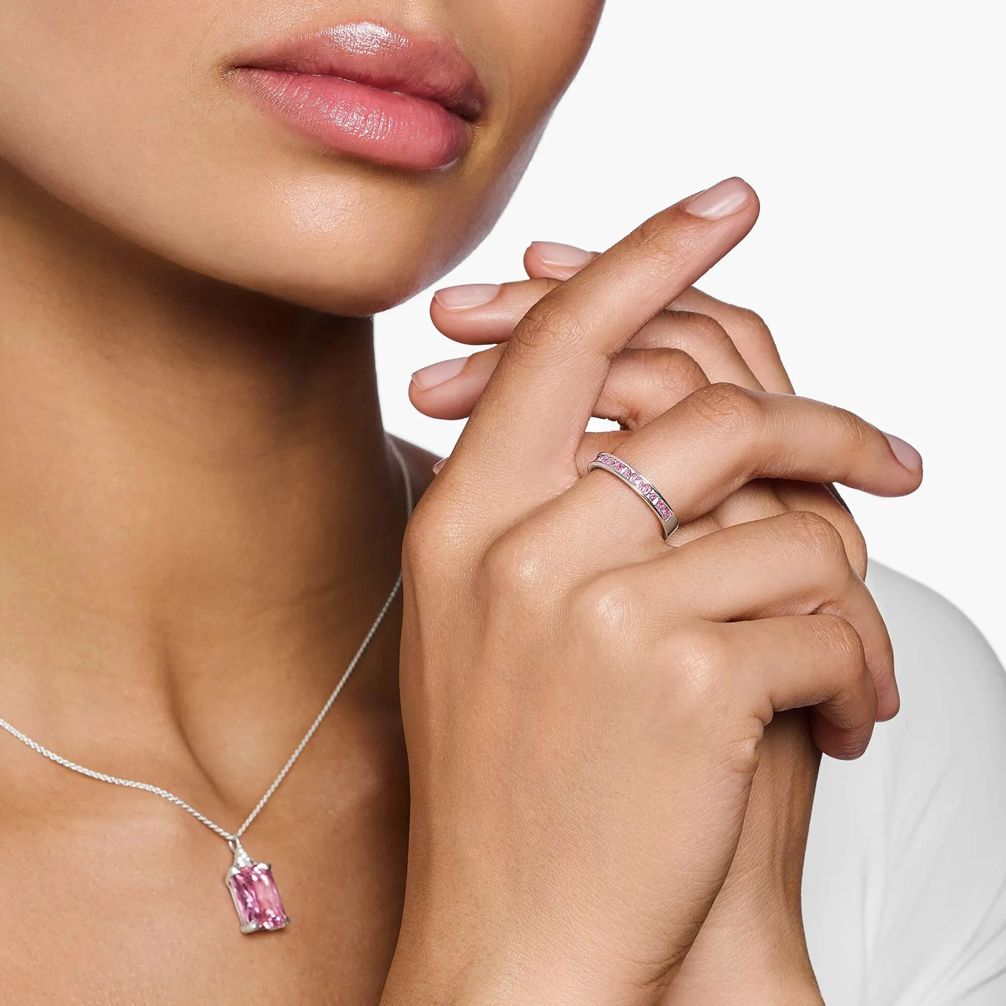 Thomas Sabo Damenring Heritage Pink Pave Silber Band Ring