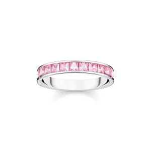 Thomas Sabo Damenring Heritage Pink Pave Silber Band Ring