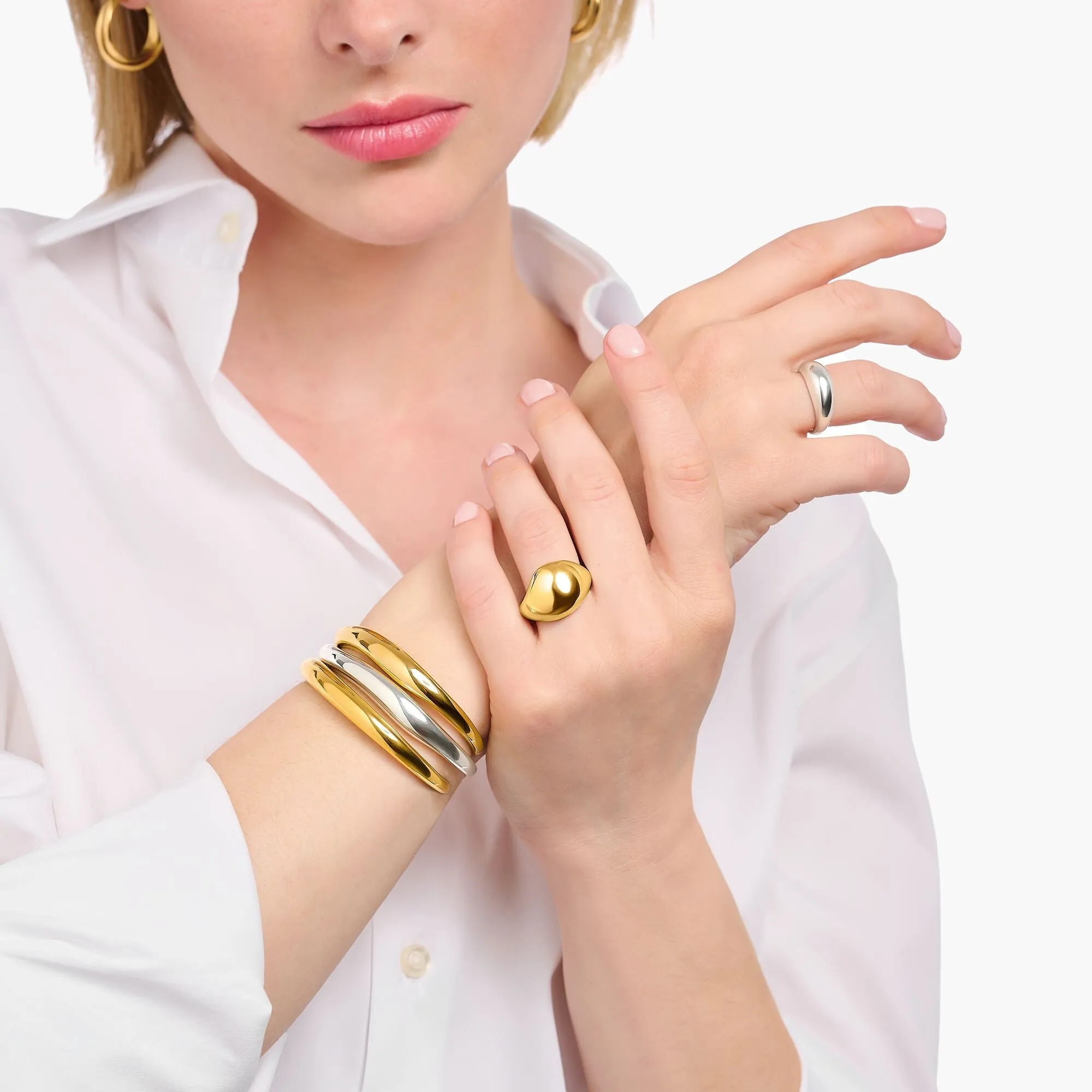 Thomas Sabo Damenring Ring in organischer Tropfenform aus Gold