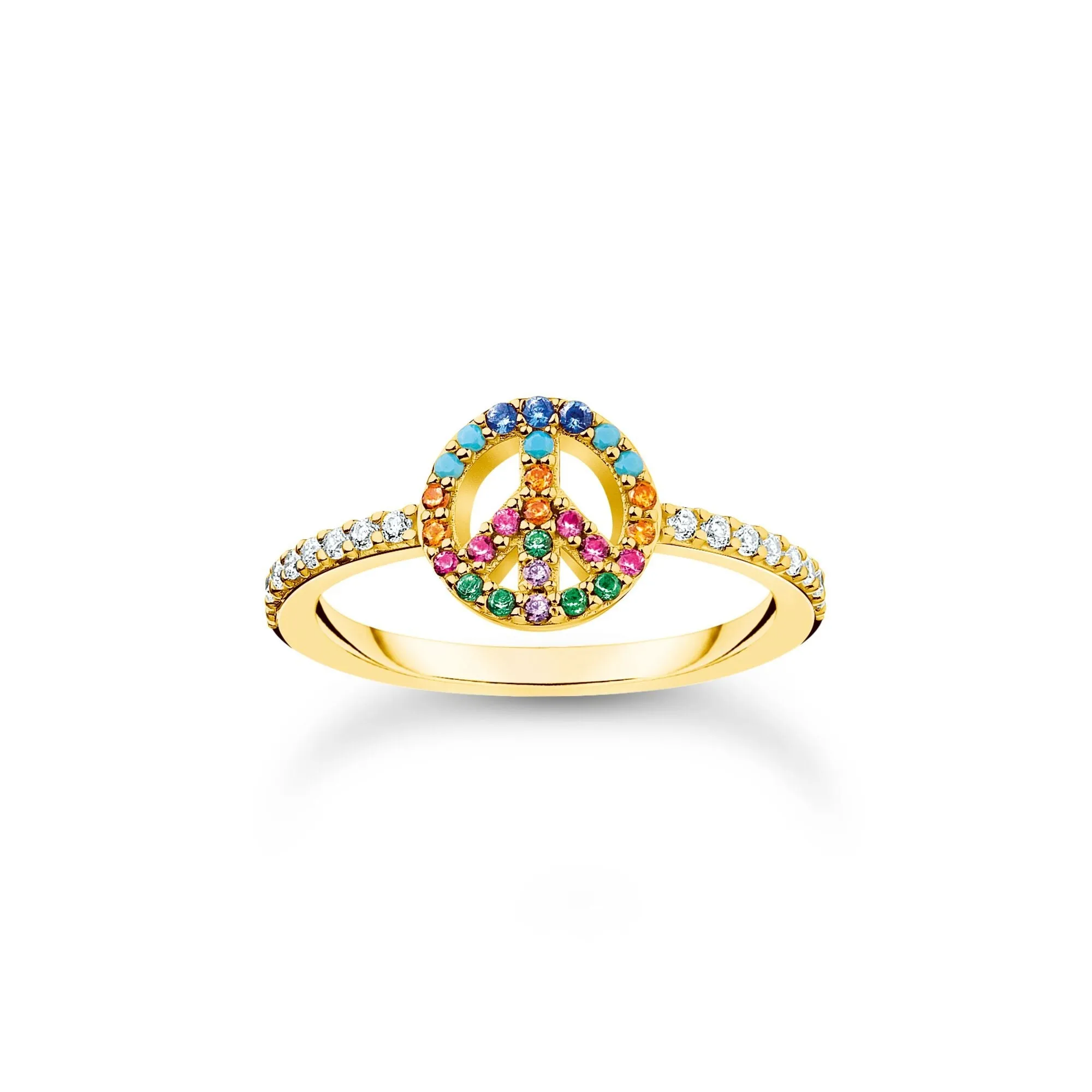 Thomas Sabo Damenringe Ring Frieden mit bunten Steinen Gold