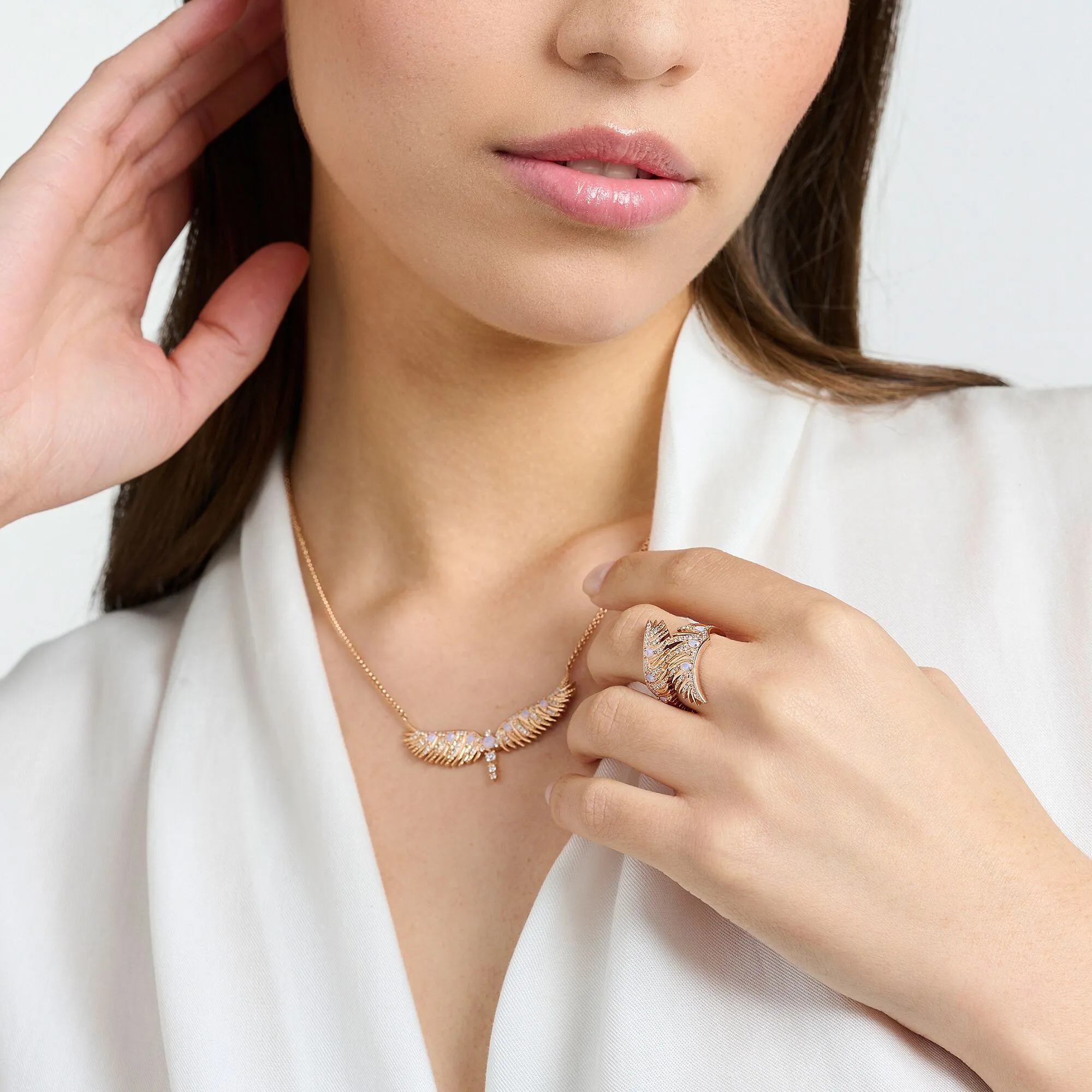 Thomas Sabo Damenringe Ring Phönixflügel mit rosa Steinen Roségold