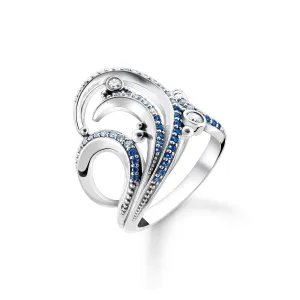 Thomas Sabo Damenringe Ring Welle mit blauen Steinen