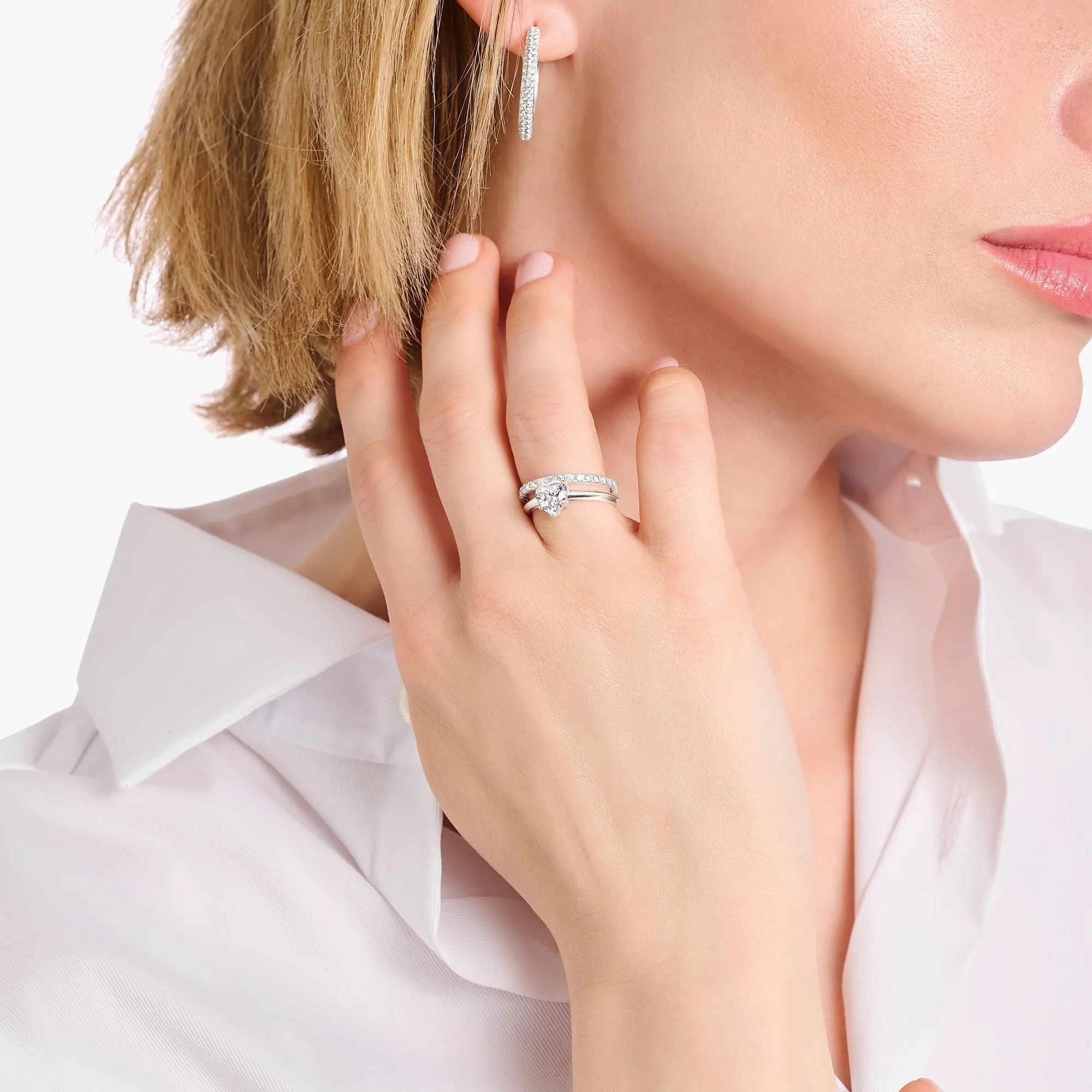 Thomas Sabo Damenringe Ring mit weißem, herzförmigem Zirkonia