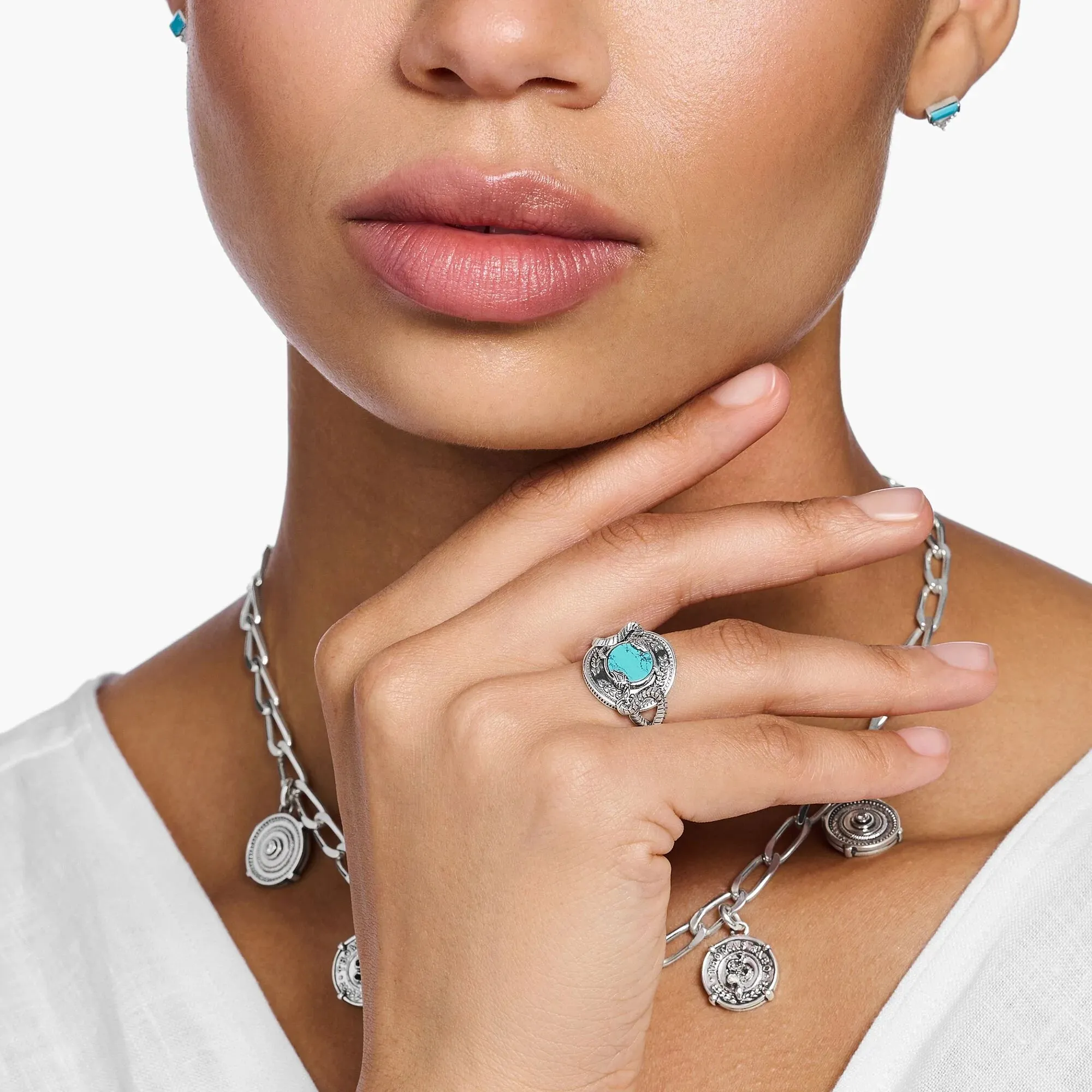 Thomas Sabo Damenringe Schlangenring mit Türkis