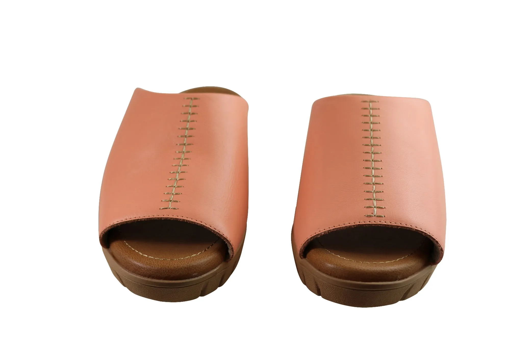 Usaflex Adene Damen Komfort Leder Slides Sandalen Hergestellt in Brasilien Usaflex Schuhe
