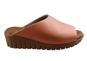 Usaflex Adene Damen Komfort Leder Slides Sandalen Hergestellt in Brasilien Usaflex Schuhe