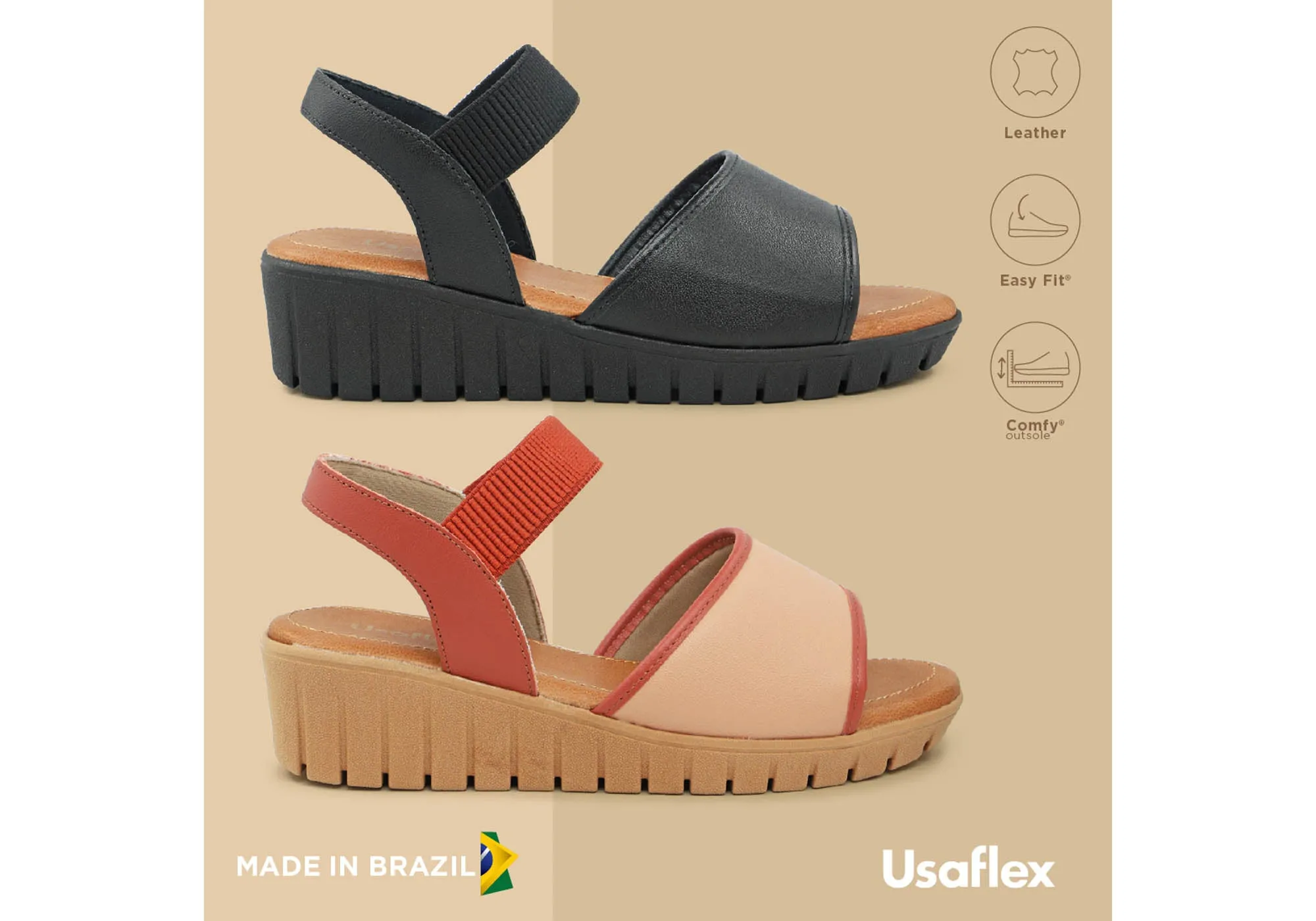Usaflex Josa Damen Bequeme Ledersandalen Hergestellt In Brasilien Usaflex Schuhe